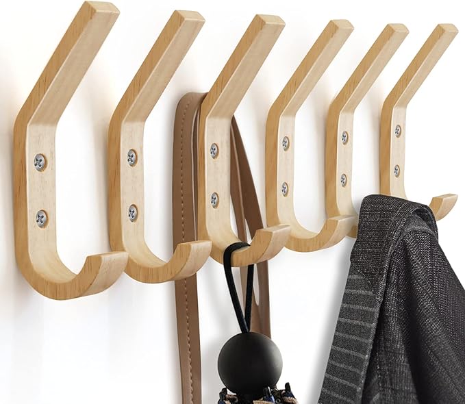 Wooden Coat Hooks Wall Hooks,Natural Oak Wood Hooks Decorative Vintage Wood Wall Hooks Organizer Heavy Duty Wall Mounted Hook