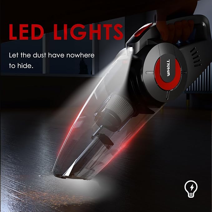 Whall Handheld Cordless Car Vacuums, Wet and Dry Use 9000Pa Strong Suction Vacuums, Rechargeable Portable Vacuum Cleaner with