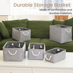Storage Baskets for Shelves 11.8x7.9x5.2 Inch, Foldable Fabric Storage Bins with Handles, Small Storage Baskets for Organizin