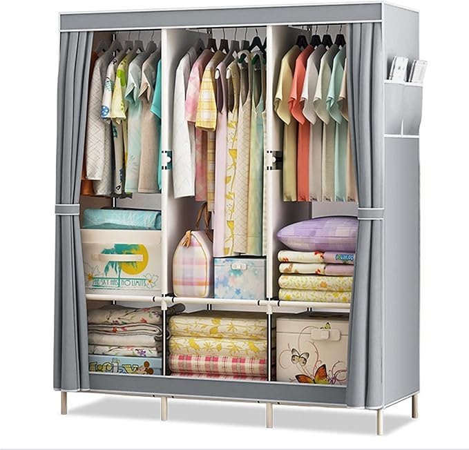 Wardrobe Closet Multifunction Portable Wardrobe Fabric Folding Clothes Storage Organizer Closet DIY Assembly Easy Install Rei