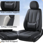 Coverado Seat Covers Full Set, Black Seat Covers for Cars 5 Seats, Car Seat Protector, Waterproof Nappa Leather Car Seat Cush