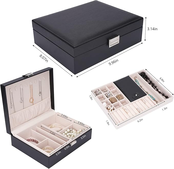 Jewelry Box Organizer, Travel Jewelry Storage Boxes Necklace Holders Display Tray Storage Case(BLACK) ¡­