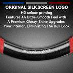 Customized Steering Wheel Cover Compatible with Mercedes-Benz, Premium Nappa Leather&Bright Carbon Fiber Texture Steering Wheel Cover, with Coasters and 3-in-1 USB Fast Charging Cable (Red)