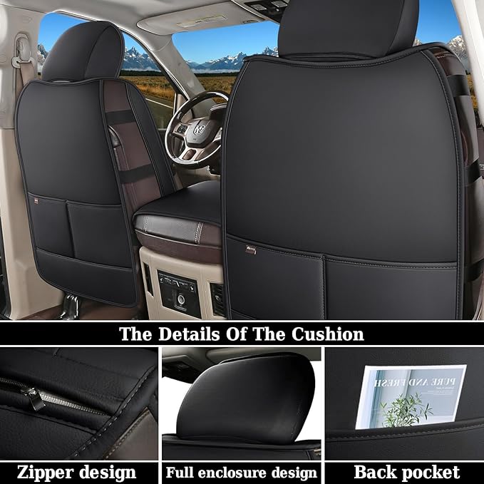 Coverado Seat Covers for Dodge Ram, Waterproof Front Car Seat Covers for Truck Compatible with 2002-2026 Dodge Ram 1500 2500 