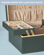 Lolalet Jewelry Box Organizer for Women Girls, 2 Layer Jewelry Organizers and Storage for Necklace Earrings Rings Bracelets, 