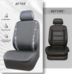 CAR PASS Gray Leather Bling Diamond Car Seat Covers 2 Front Interior Sets, Waterproof Universal Shining Glitter Crystal Sparkle Fit for 95% Automotive Truck SUV Cute Women Girl, Gray Rhinestone