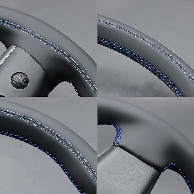 MEWANT Hand Stitched Steering Wheel Cover for Tesla Model 3 2017-2023 / Model Y 2020-2023 for Tesla Model 3/Y Accessories
