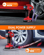 KeenPower Digital Cordless Tire Inflator Portable Air Compressor Automatic 160PSI w/Gauge Screen & 4+N Smart Mode & Dual Power Supply, Rechargeable 21V Battery Powered Handheld Air Pump, Car Tire Pump