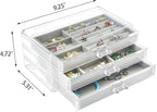 Weiai Acrylic Jewelry Box 3 Drawers, Velvet Jewellery Organizer, Earring Rings Necklaces Bracelets Display Case Gift for Wome