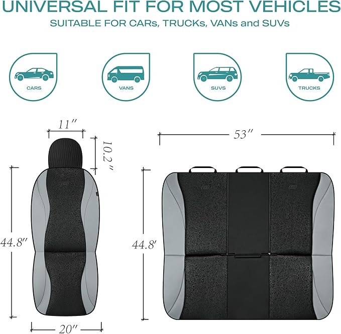 Skechers Car Seat Covers,Leather Seat Covers with GOGA Mat Technology,Waterproof Car Seat Covers Full Sets,Airbag Compatible,