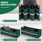 Car Trunk Organizer, Car Storage Organizer, Collapsible Multi Compartment for Car, Suv, Sedan, Truck, 100L, Extra Larger