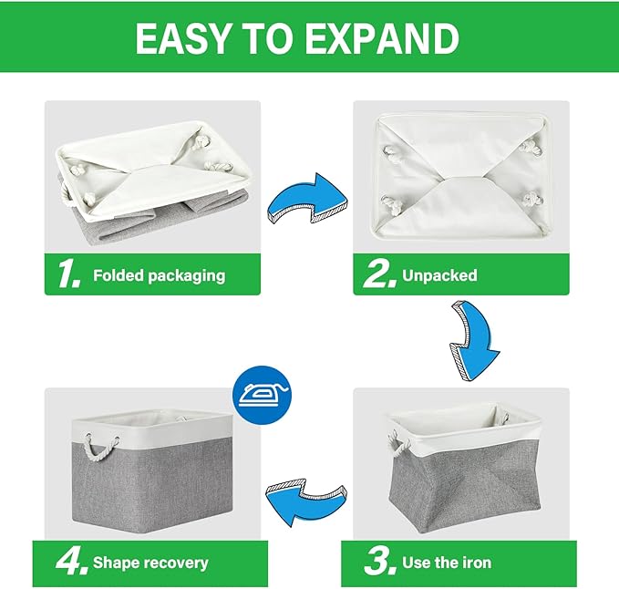 Bidtakay Large Storage Baskets for Organizing 3-Pack Fabric Closet Organizers Storage Bins with Handles 16x11.8x11.8 In Colla