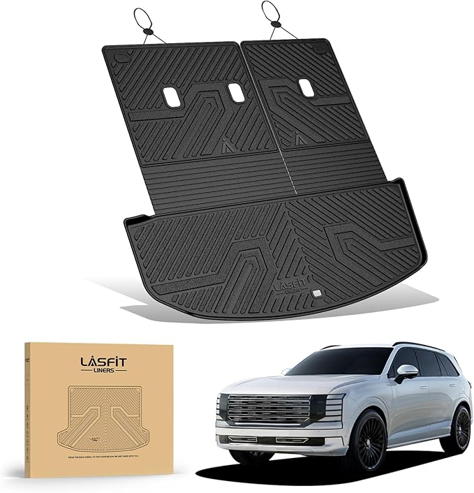 LASFIT Cargo Trunk Mat & Backrest Mats for Hyundai Palisade 2026 All Weather TPE Custom Fit Car Trunk Mats Cargo Liner & Seatback Mats Accessoires, Black