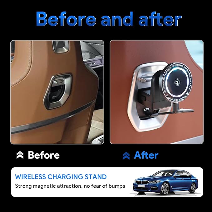 for BMW X5 X6 G05 G06 G60 G45 Tablet Holder Strong Magnetic Attraction/Gravity Clamp ipad Car Holder Back Seat Road Trip Essentials (Strong Magnetic + Wireless Charging + Light)