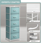 Sorbus Fabric Dresser for Kids Bedroom - Chest of 5 Drawers, Tall Storage Tower, Clothing Organizer, for Closet, for Playroom