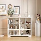 OSCHF Wooden Cube Bookcase with Base - Modern 3 Tiers Floor Standing Open Shelf Cabinet for Home and Office, 12-Cube Lattice 