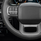 MEWANT Hand Stitch Black Grey Artificial Leather Steering Wheel Cover for Ford F150 Lightning F350 2024 Expedition