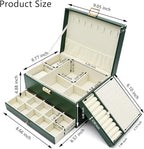 Jewelry Organizer Box, Jewelry Box Organizers for Women Girls, 3 Layers Large Leather Necklace Storage Case for Earring, Ring