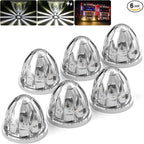 BJZ 6Pcs White Watermelon LED Strobe+Constant Marker Lights Dual Function Watermelon-Shaped Side Marker Clearance Tail Top Cap Roof Lights for Trailer Truck Semi-Trailer Heavy-Duty Truck Bus Van