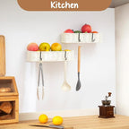 Hanging Wall Basket, Adhesive Wall-Mounted Organizer for Storage, Plastic Wicker Woven Storage Shelves for Kitchen, Bedroom, 