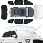 Sunsdrew 8PCS Windshield Sun Shade Kit for Kia Telluride 2020-2025 Full Privacy Side Rear Window Shade Cover Foldable Sun Visor Protector Blocks UV&Heat Telluride Interior Accessories