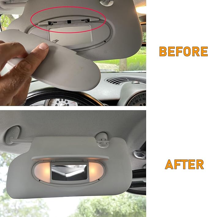 Sun Visor Mirror Cover Compatible with Mini Cooper & Cooper S R55 Clubman 2008-2013/R56 Hatchback 2007-2013/R60 Countryman 2011-2014,1PC Sun Visor Vanity Mirror Replacement for Left/Right,Gray