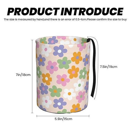 Cute Flowers Floral Car Trash Can Collapsible Garbage Can,Hanging Trash Bag Water Proof with Suitable for Storage for Car Interiors,Home