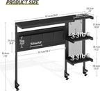 Clamp on Desk Shelf with Pegboard, Above Desk 3-Tier Extender Shelf, Desktop Bookshelf with Hooks, Desktop Organizer for Offi