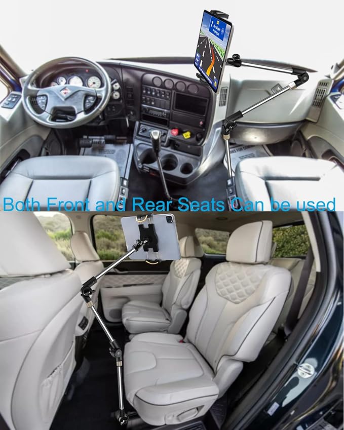 woleyi Car/Truck Seat Rail Tablet Mount, 35" Heavy Duty Car Floor Bolt Tablet Holder, Vehicle Front Seats Stand for iPad Pro Air Mini, iPhone, Galaxy Tabs, Z Fold, More 4-13" Cell Phones and Tablets