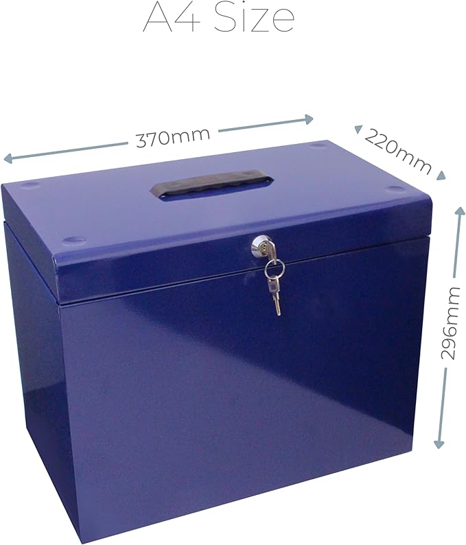 Cathedral Products A4 Steel File Box with Starter Pack of 5 Suspension Files - Blue