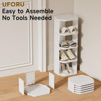 Vertical Shoe Rack, 9-Tier Plastic Stackable Storage Shelf for Small Closets and Narrow Spaces, Compact Free Standing Shoe Ra