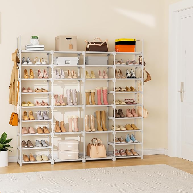 ROJASOP Large Shoe Rack Organizer for Entryway Closet 64-68 Pairs 9-Tier Heavy Duty Tall Garage Shoe Rack Shoe Shelf Shoes St