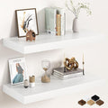 32Inch White Floating Shelves for Wall, 12 Inch Deep Shelves for Bedroom, Kitchen, Bathroom Wall Mounted, Rustic Wood Floatin