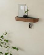 Kazai. Key Holder 'Toke' | Minimalist Key Hook Design from Berlin | Modern Key Holder Wall Mount with Wooden Shelf | Key Rack