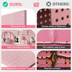 Peg Board, 4 Pack Metal Pegboard Panels Pink Pegboards Wall Organizer with Frame Large Heavy Duty Peg Board with Hooks for Wa