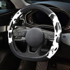 ZHOL Cow Print Steering Wheel Cover, D Shaped Car Wheel Cover Microfiber Leather 14 1/2-15 in (37-39 cm)