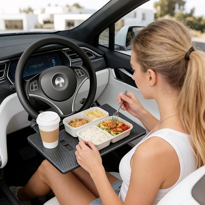 Steering Wheel Desk for Laptop | Multi-Functional Clamp-On Anti-Slip - Steering Wheel Tray for Food,for Snack Drinks Tablet Video Conference Meal Dining Eating Working Writing