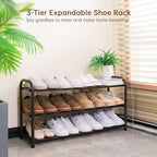 Gonfoam 3-Tier Expandable Shoe Rack,Adjustable Shoe Shelf Storage Organizer Heavy Duty Metal Free Standing Shoe Rack for Entr