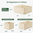 Kootek 16 Pack Drawer Organizer Clothes, Dresser Drawer Organizers for Clothing Fabric Foldable Closet Organizers and Storage