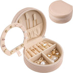 ProCase Travel Size Jewelry Box, Mini Portable Seashell-Shaped Jewelry Case with Mirror, 2 Layer Organizer in PU Leather for 