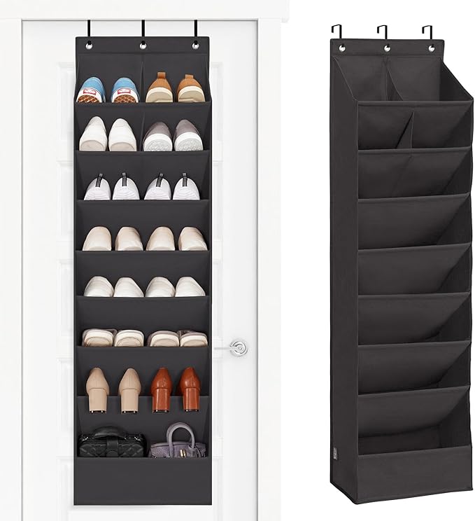 STORAGE MANIAC Over the Door Shoe Organizer Heavy-Duty Large Deep Pocket Hanging Shoe Organizer Shoe Rack Door Closet Shoe Or