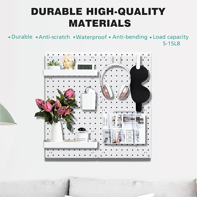 6Pcs Peg board, Pegboard Wall Organizer Panels, Wall Mount Display Small Pegboard Kits, Pegboard, Peg Boards for Wall Craft R