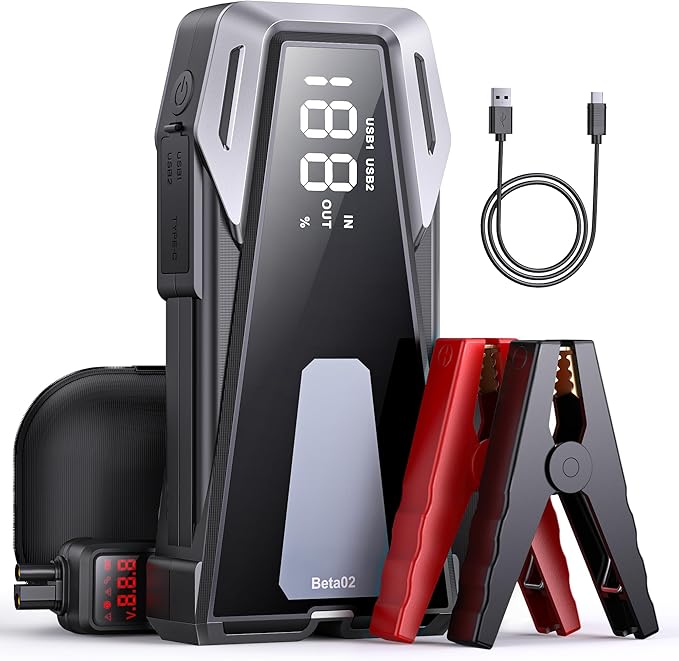 Portable Car Battery Jump Starter 6000A 21800mAh, Car Battery Jumper Starter Portable Jumper Cables for car(8.5L Gas/8.0L