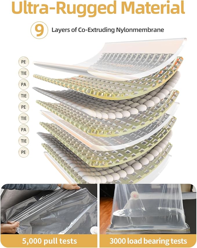 Vacuum Storage Bags for moving, Vacuum Seal Bags for Memory Foam, Latex, Clothing & Bedding, Space Saver Bags for Organizatio