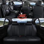 Coverado Car Seat Covers Full Set, Premium Nappa Leather Seat Covers for Car, Waterproof Car Seat Protector with Lumbar Suppo