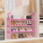 LANTEFUL 3 Tier Shoe Rack for Closet, Shoe Organizer with 5 Hooks, Long Shoe Shelf Storage for Shoe and Boot Stackable Free S