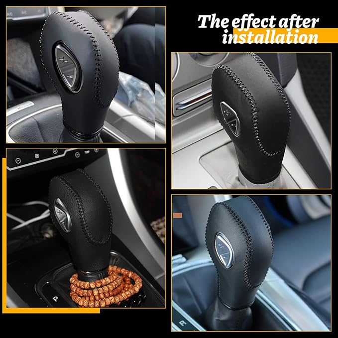 Car Gear Shift Cover Leather for Ford Fusion/Escape/Edge/Focus/Fiesta/Transit/EcoSport/C-Max Automatic Gear Shift Knob Cover 