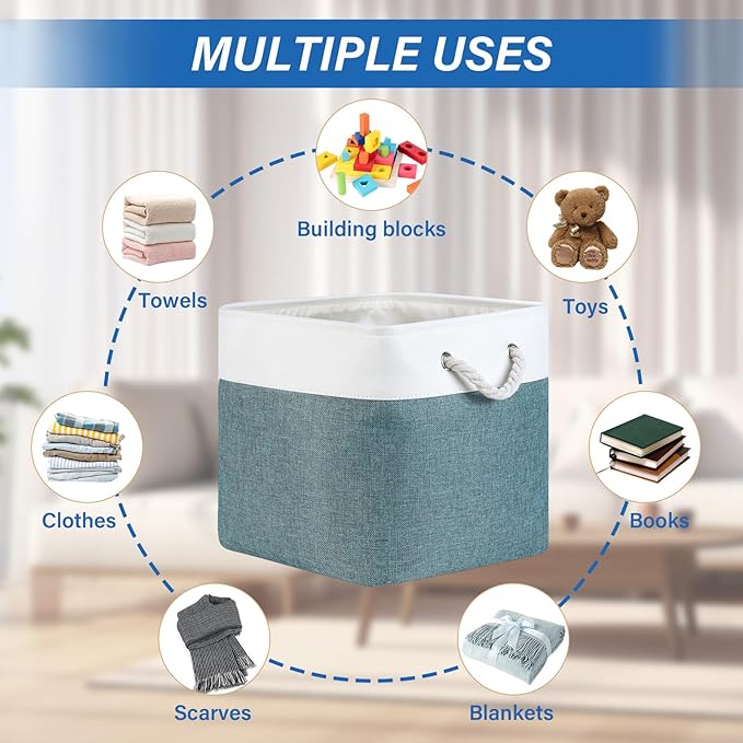 Temary Cube Bins 4 Pack Large Storage Cube Storage Baskets 13x13x13 Storage Cube Bins for Shelves with Handles, Fabric Storag