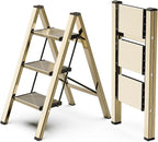 WOA WOA Step Ladder, 3 Step Foldable Step Stool with Widen Pedals, Portable Home Ladders for Kitchen, Lightweight Aluminum St