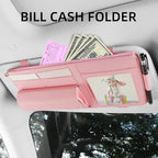 Visor Document Holder for Truck, Car Sun Visor Organizer, Visor Storage Pouch Holder with Sunglasses Clip, Picture Frame, Essential Visor Accessories for Driver Auto Owners Pink